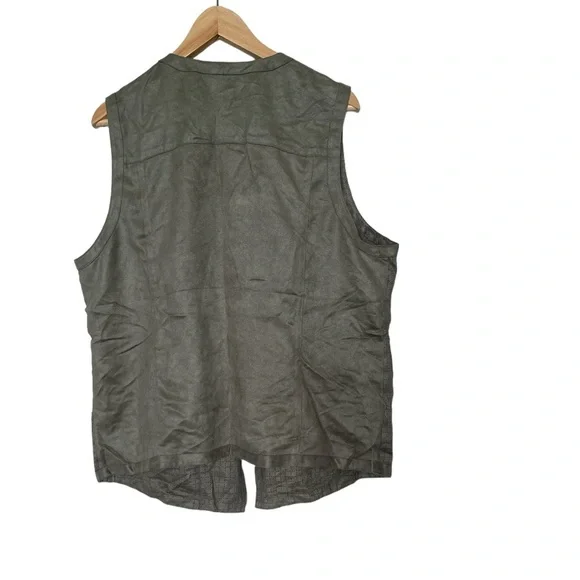 Chico's Size 3 (XL/16) Perforated Drape Faux Suede Vest Laser Cut Olive Green - Picture 4 of 5